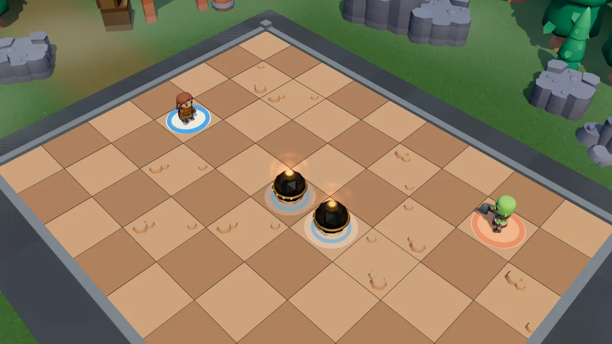 Gather: the charges slide towards the target tile