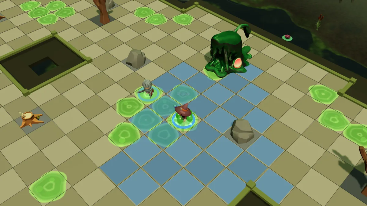 Jelly Spit: the Arcanist starts his turn in the puddle