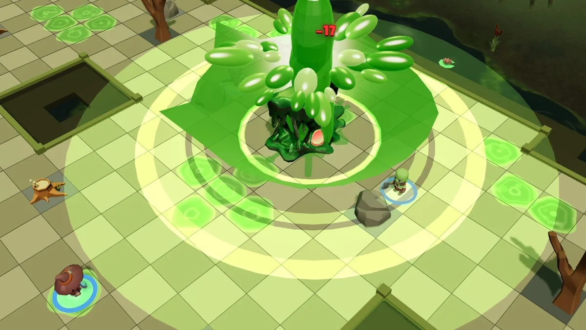Bubbling Jelly stage: her shockwave pushes the heroes back