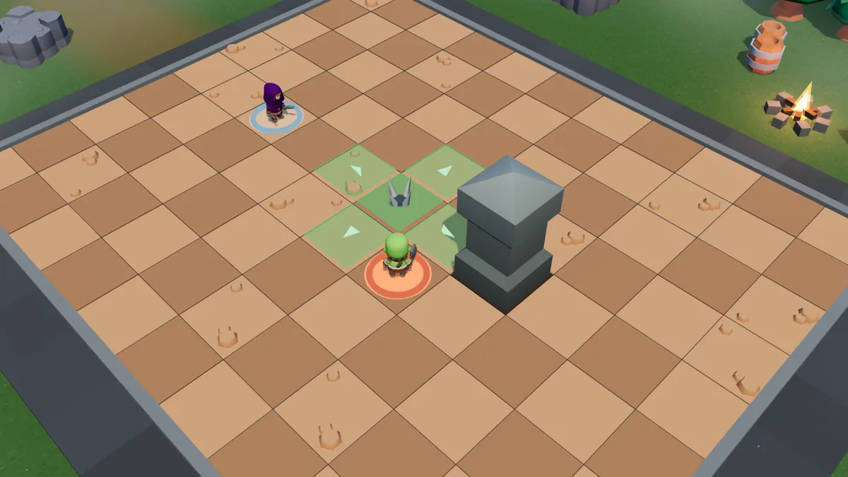 A blade trap placed in front of a pillar